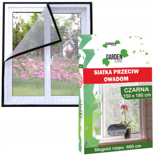 Rețea împotriva insectelor pentru fereastră 150 × 180 cm neagră