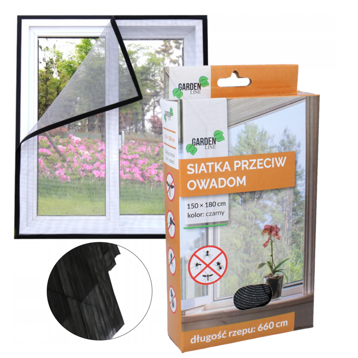 Rețea împotriva insectelor pentru fereastră 150 × 180 cm neagră