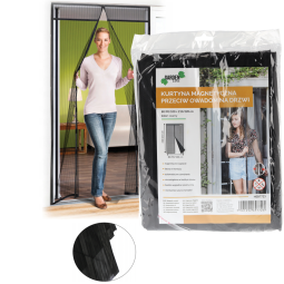 Rețea magnetică împotriva insectelor pentru uși 80/90/100 × 210/220 cm neagră