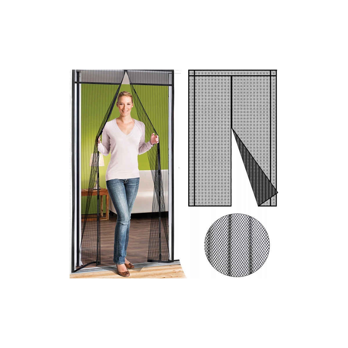 Rețea magnetică împotriva insectelor pentru uși 80/90/100 × 210/220 cm gri