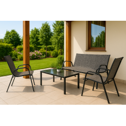 Mobilier de grădină cu canapea, două scaune și o masă de cafea