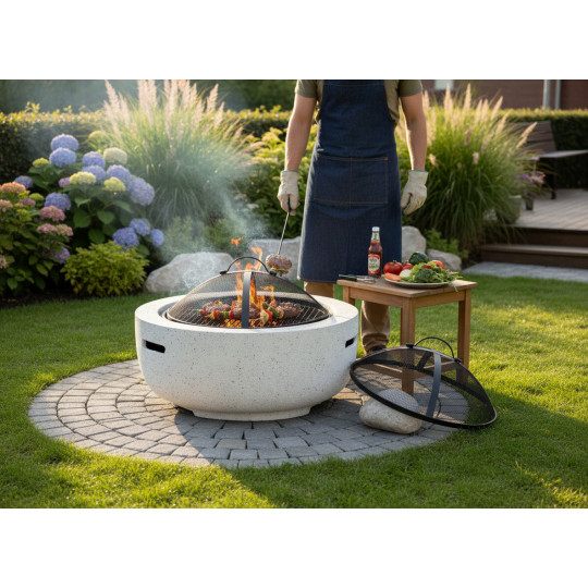 Fiecare grătar de exterior cu capac și lojă de 60 × 60 × 42 cm – vas MgO cu grătar