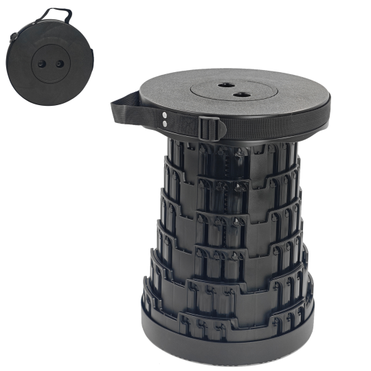Scaun telescopic pliabil negru 7 – 45 cm | Capacitate de susținere 200 kg