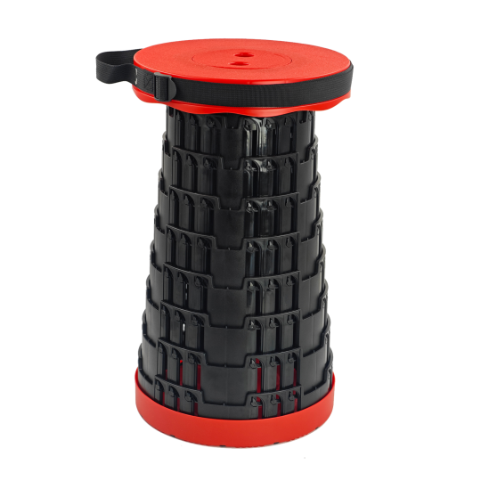 Scaun telescopic pliabil de culoare roșie 7 – 45 cm | Capacitate de încărcare 200 kg