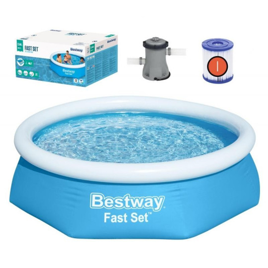 Bazin inflabil de calitate, de culoare albastră, cu dimensiunile 244x61 cm.