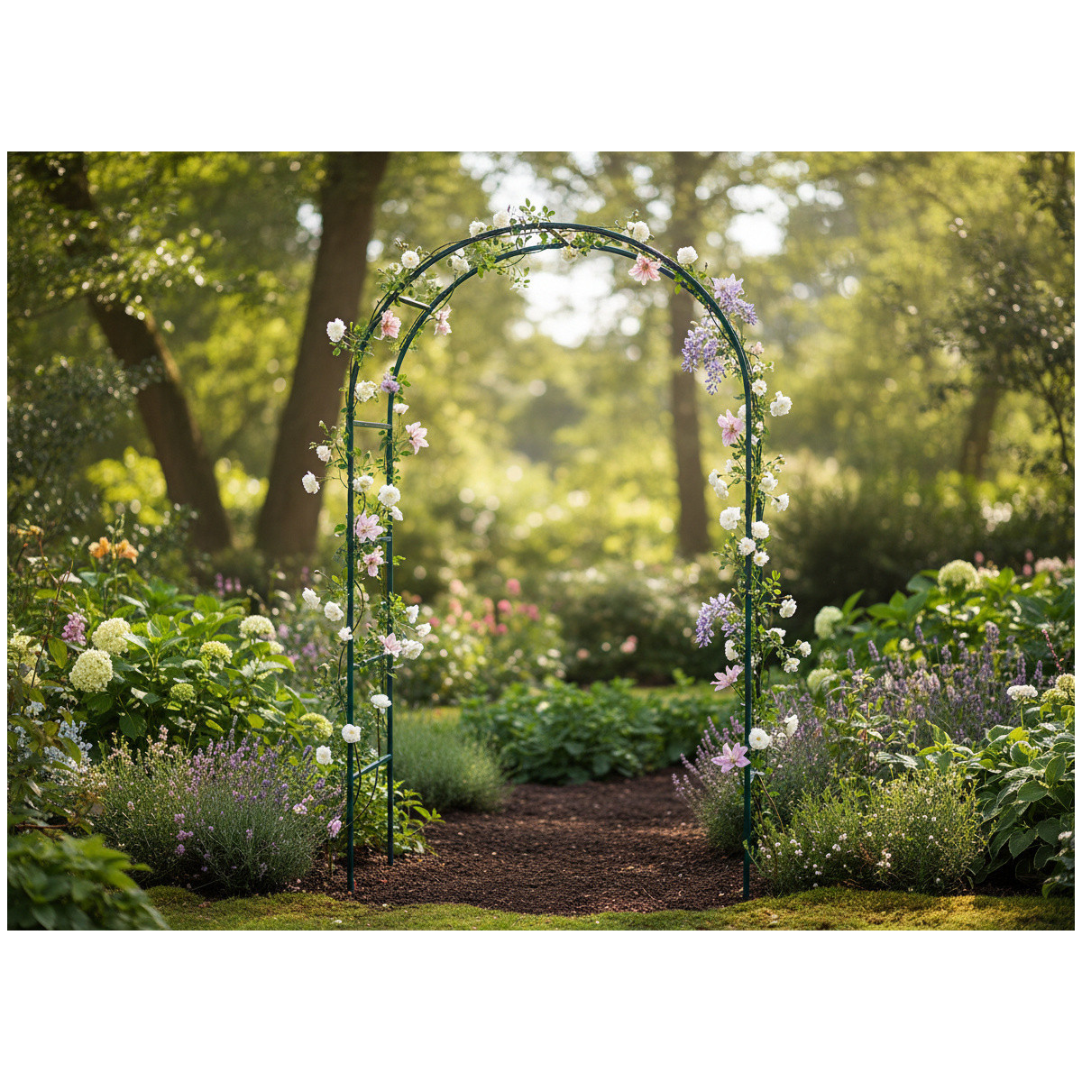 Pergolă de grădină 140 × 38 × 240 cm + ancore | Suport metalic pentru plante cățărătoare