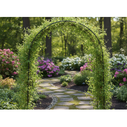 Pergolă de grădină 140 × 38 × 240 cm + ancore | Suport metalic pentru plante cățărătoare