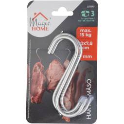 Háky na mäso MagicHome, 3 ks, nerezové, 10 × 7,8 cm, priemer 5 mm