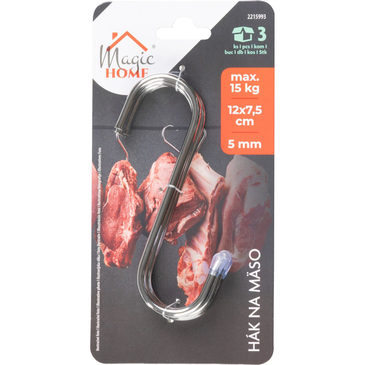 Hârcile pentru carne MagicHome, 3 bucăți, din oțel inoxidabil, 12 × 7,5 cm, diametru 5 mm