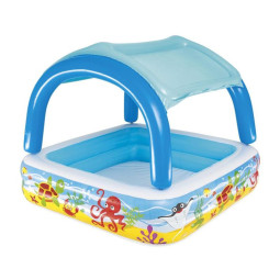 Piscina gonflabilă pentru copii Bestway Coral Reef cu umbrelă 147 × 147 × 122 cm