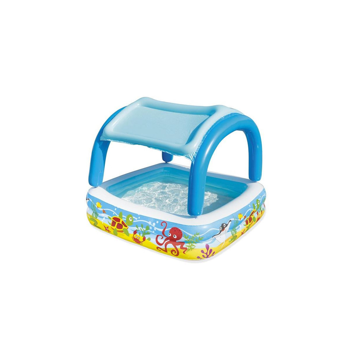 Piscina gonflabilă pentru copii Bestway Coral Reef cu umbrelă 147 × 147 × 122 cm
