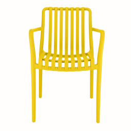 Stol de grădină RAIAS din plastic cu protecție UV în culoarea galbenă