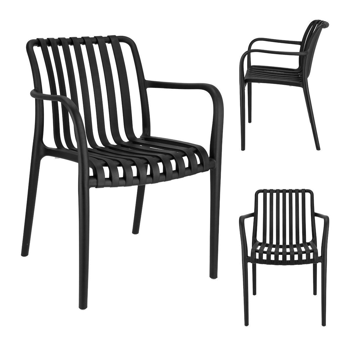 Plastică scaun cu protecție UV de culoare neagră, RAIAS