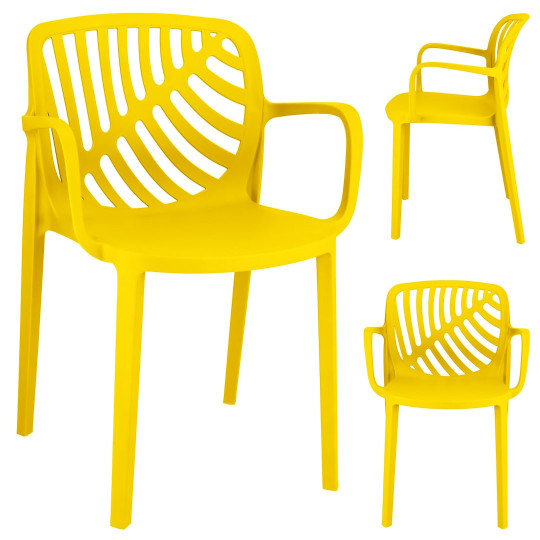 Scaun de grădină din plastic TEREV cu protecție UV – galben