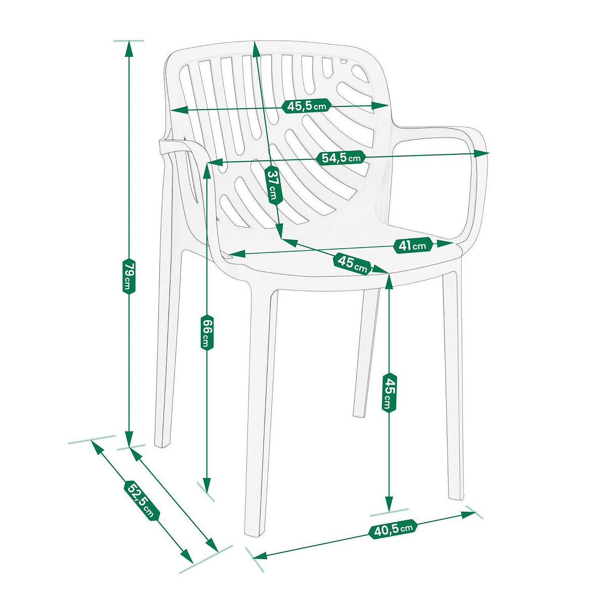 Scaun de grădină din plastic TEREV cu protecție UV – galben