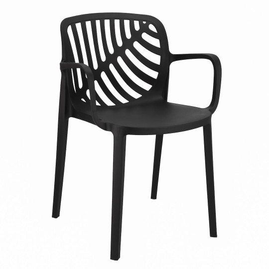 Scaun de grădină TEREV din plastic cu protecție UV – negru