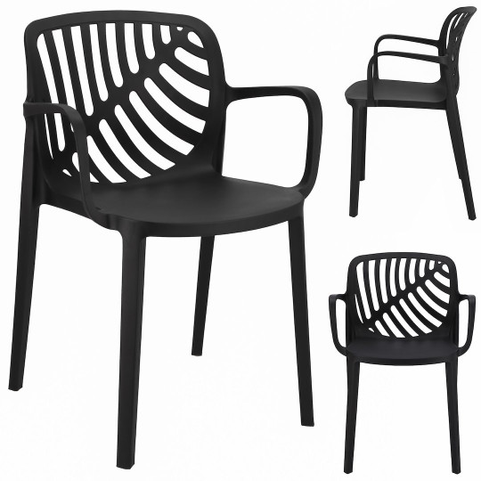 Scaun de grădină TEREV din plastic cu protecție UV – negru
