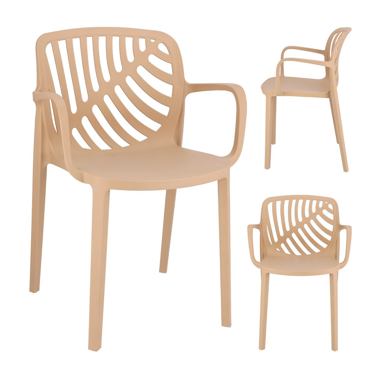 Scaun de grădină TEREV din plastic cu protecție UV – bej