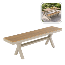 Bancă de grădină din aluminiu bej 150 × 36 × 47 cm