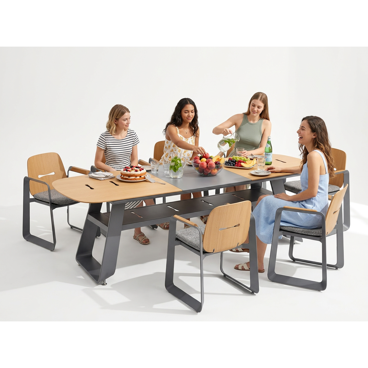 Scaun de grădină din aluminiu THOMPSON gri 62 × 56 × 89 cm