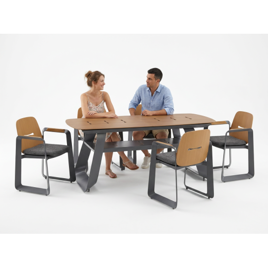 Scaun de grădină din aluminiu THOMPSON gri 62 × 56 × 89 cm