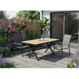 Mesea de grădină din aluminiu cu blat din Polywood gri închis 180 × 100 × 75 cm