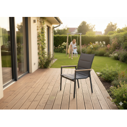 Mesea de grădină din aluminiu cu blat din Polywood gri închis 180 × 100 × 75 cm