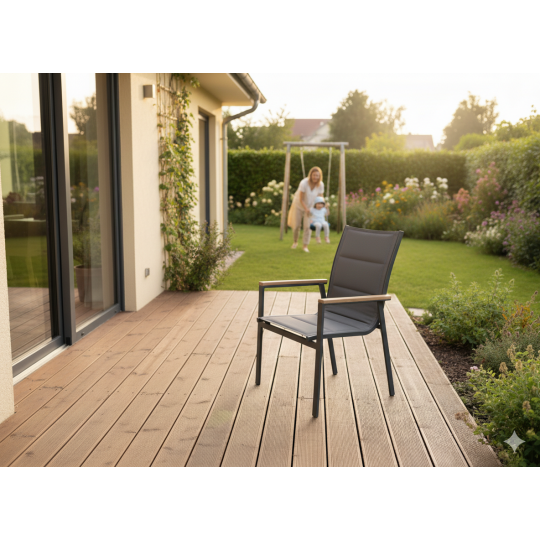 Mesea de grădină din aluminiu cu blat din Polywood gri închis 180 × 100 × 75 cm