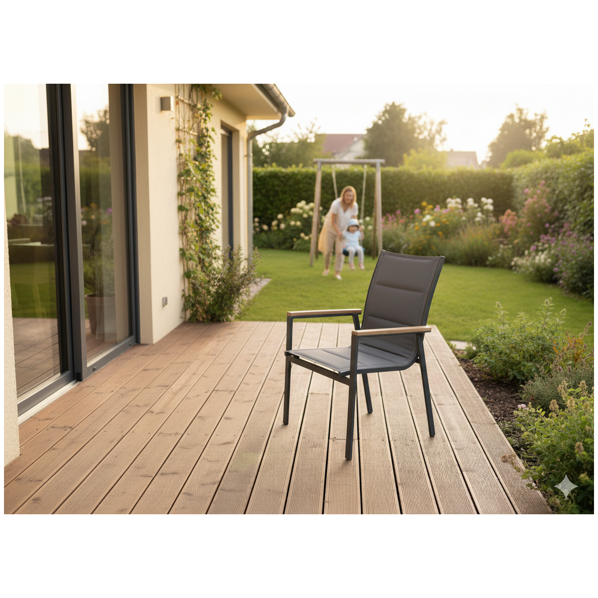 Mesea de grădină din aluminiu cu blat din Polywood gri închis 180 × 100 × 75 cm
