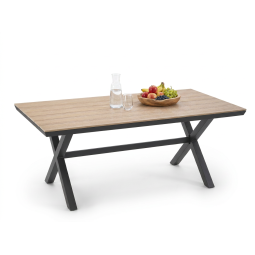 Mesea de grădină din aluminiu cu blat din Polywood gri închis 180 × 100 × 75 cm