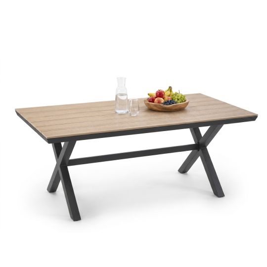 Mesea de grădină din aluminiu cu blat din Polywood gri închis 180 × 100 × 75 cm