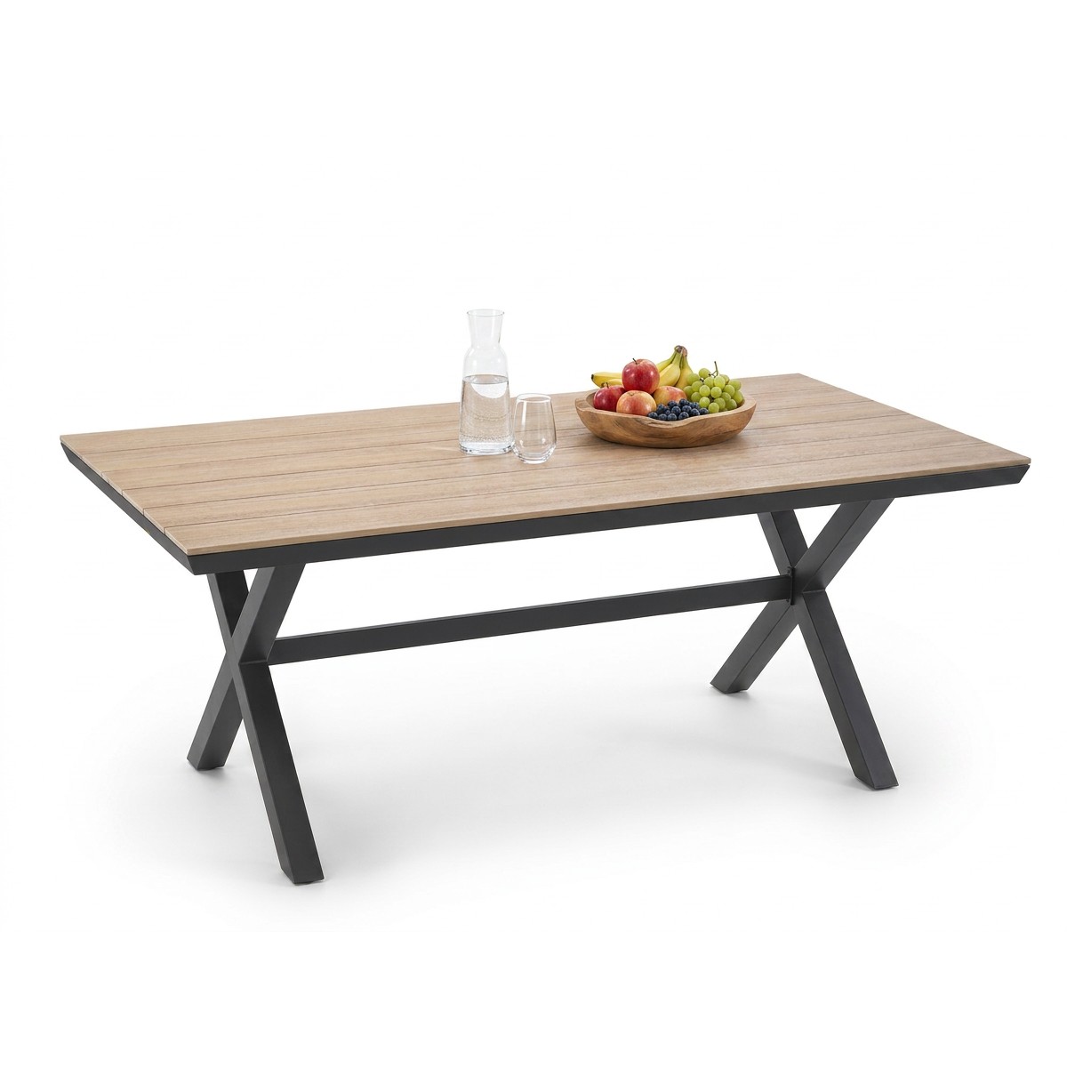 Mesea de grădină din aluminiu cu blat din Polywood gri închis 180 × 100 × 75 cm