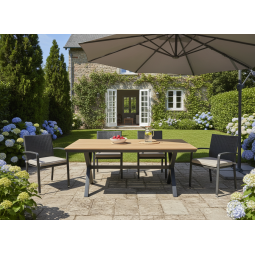 Mesea de grădină din aluminiu cu blat din Polywood gri închis 180 × 100 × 75 cm