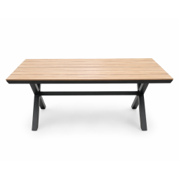 Mesea de grădină din aluminiu cu blat din Polywood gri închis 180 × 100 × 75 cm