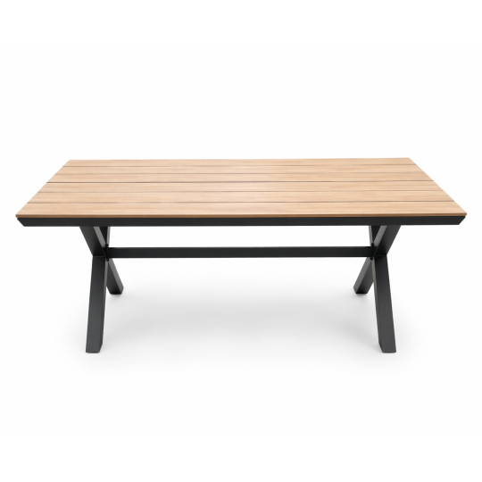 Mesea de grădină din aluminiu cu blat din Polywood gri închis 180 × 100 × 75 cm