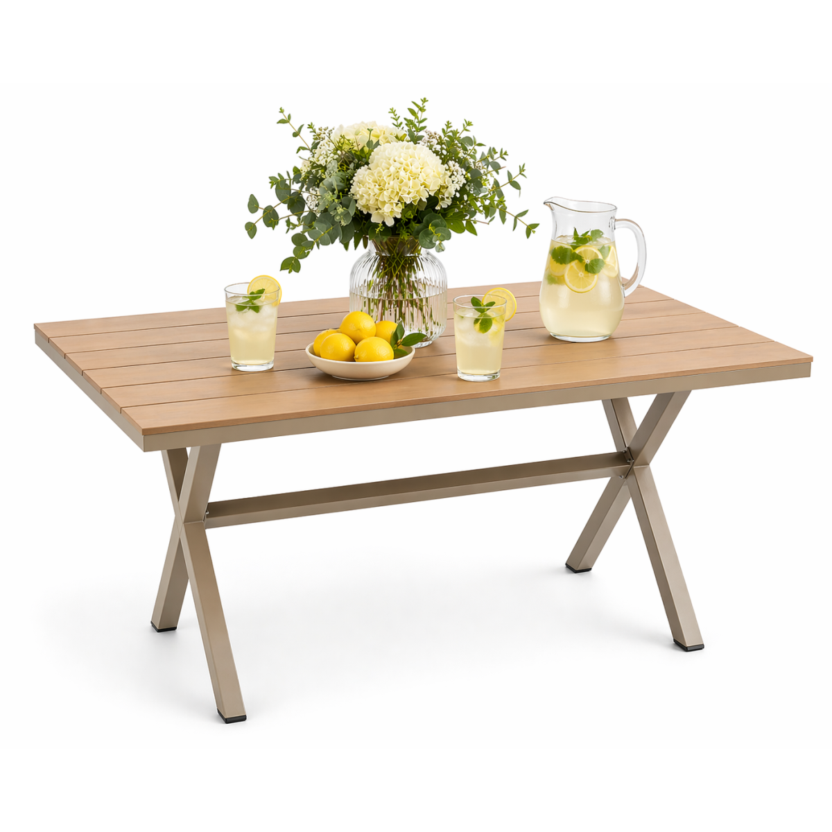 Meseșe de grădină din aluminiu bej 150 × 90 × 74 cm