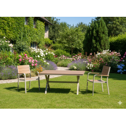 Meseșe de grădină din aluminiu bej 150 × 90 × 74 cm