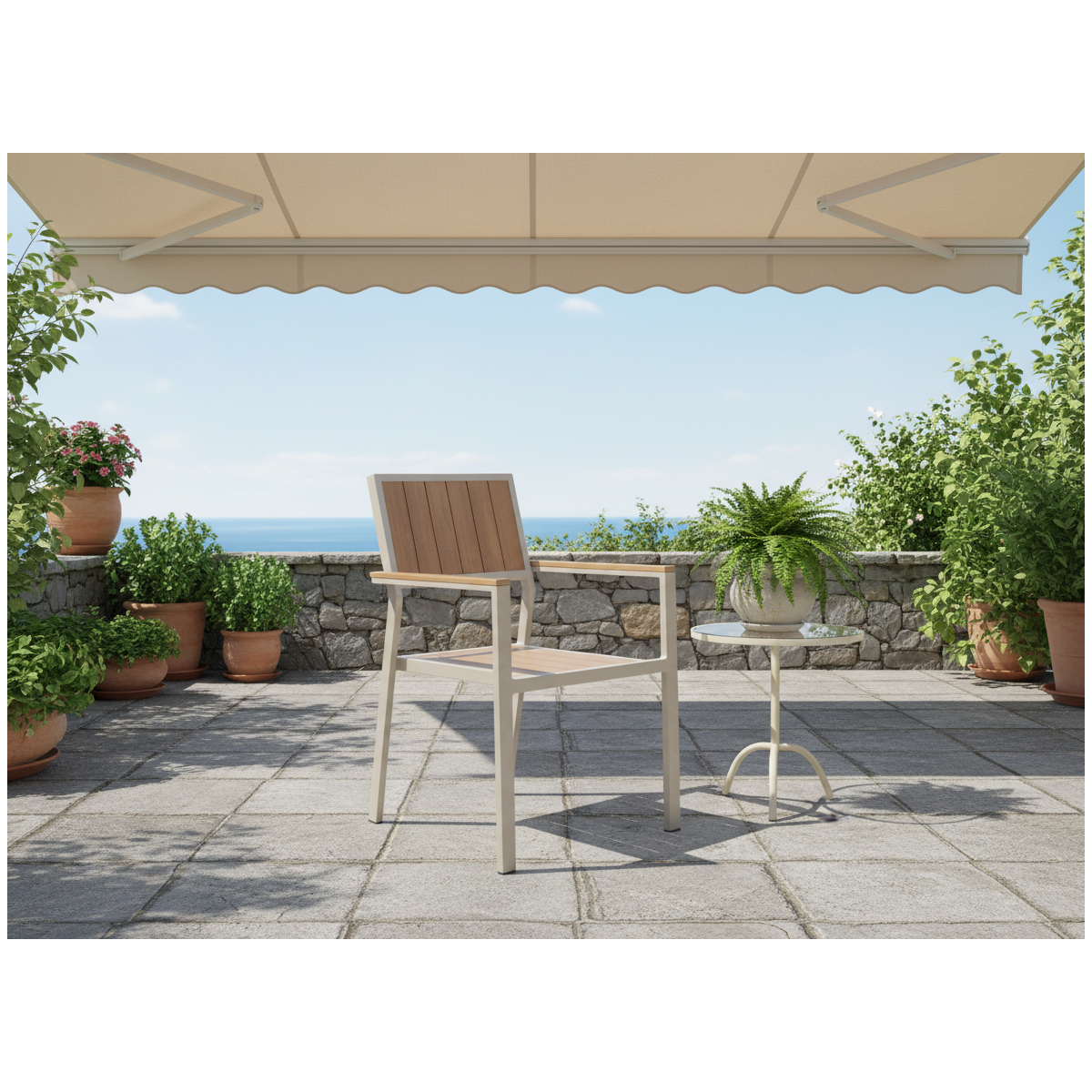 Scaun de grădină din aluminiu bej 55 × 57 × 84 cm