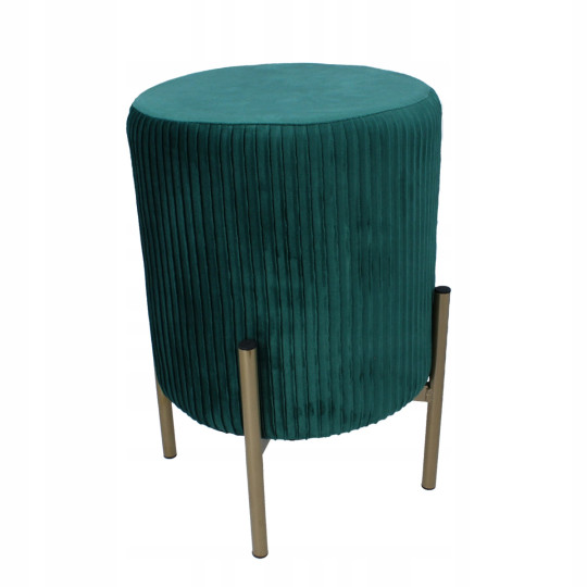 Taburetă rotundă cu picioare aurii 28 × 42 cm – verde