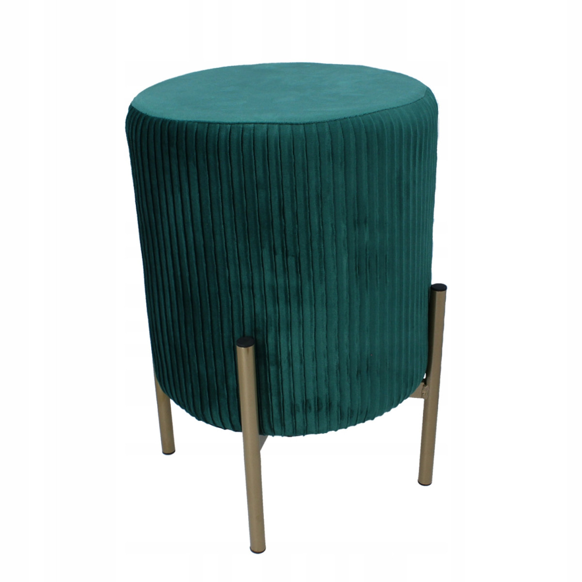Taburetă rotundă cu picioare aurii 28 × 42 cm – verde