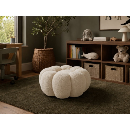 Beige pouf în formă de floare - 65 x 30 cm