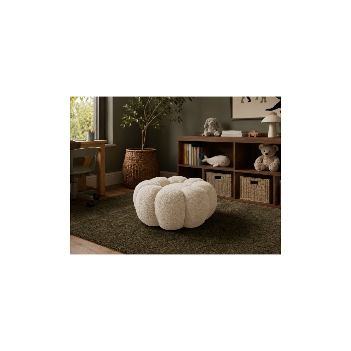 Beige pouf în formă de floare - 65 x 30 cm