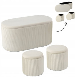Taburete albe elegante, set de 3 piese