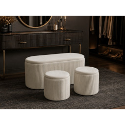 Taburete albe elegante, set de 3 piese