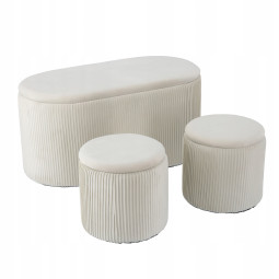 Taburete albe elegante, set de 3 piese