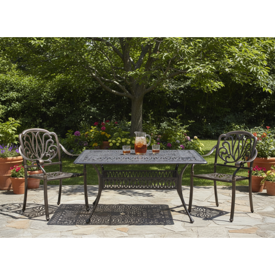 Zá garden aluminum table HASTINGS antique bronze 150 × 90 × 73 cm