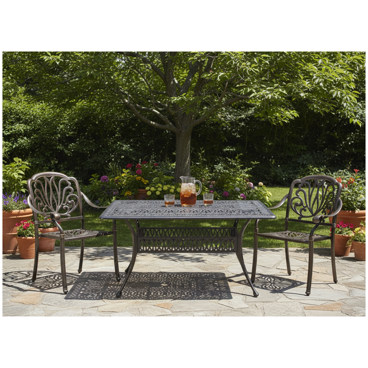 Zá garden aluminum table HASTINGS antique bronze 150 × 90 × 73 cm
