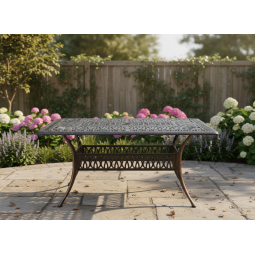 Zá garden aluminum table HASTINGS antique bronze 150 × 90 × 73 cm