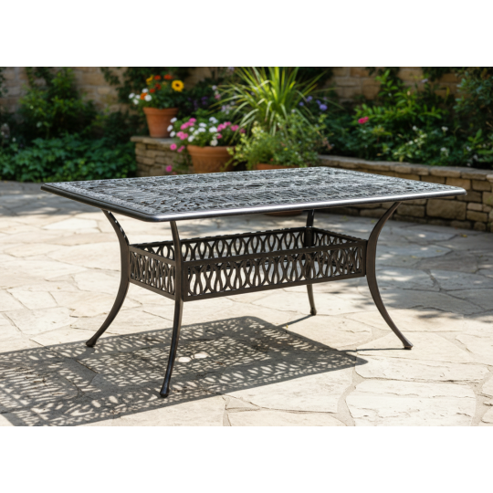 Zá garden aluminum table HASTINGS antique bronze 150 × 90 × 73 cm