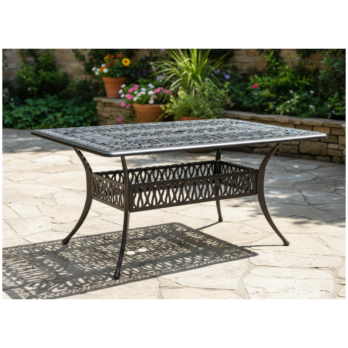 Zá garden aluminum table HASTINGS antique bronze 150 × 90 × 73 cm